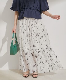 VIS | 柄＆無地アソートシャーリングティアードスカート(スカート)