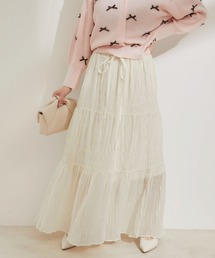 VIS | 柄＆無地アソートシャーリングティアードスカート(スカート)