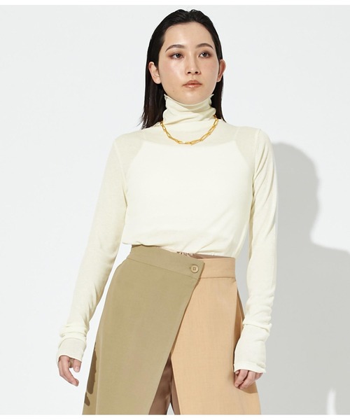 Settimissimo（セッティミッシモ）の「シアーフライス シームレス タートルプオーバー（Tシャツ/カットソー・レディース・ブラック/オフホワイト/グレー・FREE）」の4枚目の写真