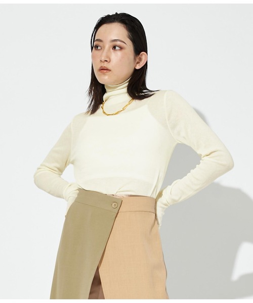 Settimissimo（セッティミッシモ）の「シアーフライス シームレス タートルプオーバー（Tシャツ/カットソー・レディース・ブラック/オフホワイト/グレー・FREE）」の5枚目の写真