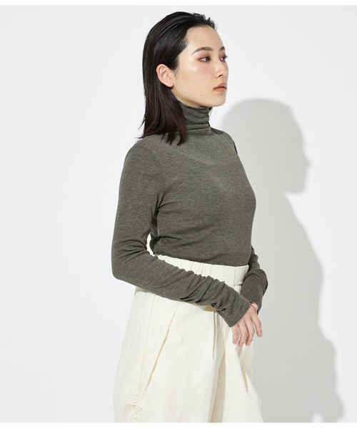 Settimissimo（セッティミッシモ）の「シアーフライス シームレス タートルプオーバー（Tシャツ/カットソー・レディース・ブラック/オフホワイト/グレー・FREE）」の14枚目の写真