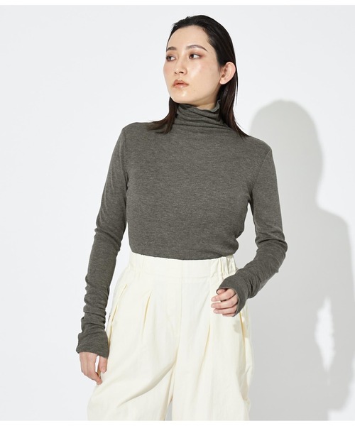 Settimissimo（セッティミッシモ）の「シアーフライス シームレス タートルプオーバー（Tシャツ/カットソー・レディース・ブラック/オフホワイト/グレー・FREE）」の15枚目の写真