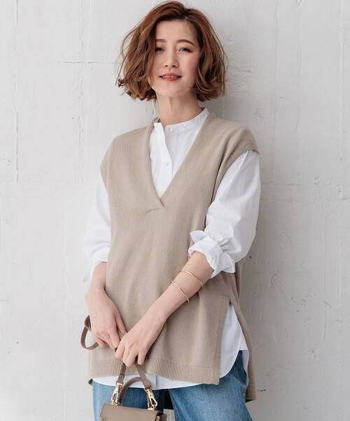 【セール】【洗える】コットンコード ニットベスト（ニット/セーター）｜23区（ニジュウサンク） 7,946円