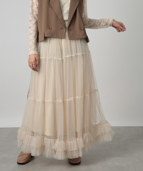 スカート tulle frill long skirt MAISON BREEZE reveur（メゾンブリーズレヴール）の「【MAISON