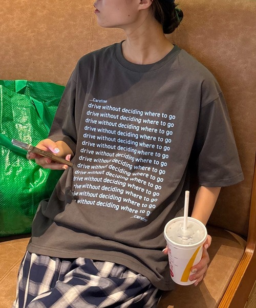 メッセージプリントカットソー 90s-00s メッセージTシャツ モザイク文字 バックプリント XL相当