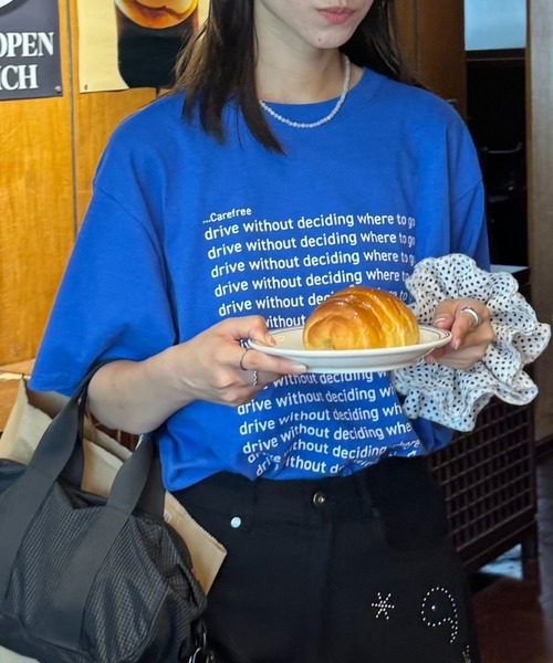 CIAOPANIC TYPY（チャオパニックティピー）の「【UNISEX】【全12色展開】メッセージプリント半袖Tee（Tシャツ/カットソー・メンズ・ライトグレー/ホワイト/ネイビー/レッド/チャコールグレー/ブラック/グリーン/ブルー/オレンジ/イエロー/サックスブルー/レインボー・MEDIUM/LARGE）」の8枚目の写真