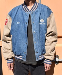 TRI MOUNTAINデニムスタジャン切替ロゴ刺繍中綿入り4XL