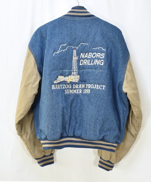 VINTAGE(ヴィンテージ)の「【ヴィンテージ古着】90's Tri-Mountain / トライマウンテン 企業ロゴ刺繍入り デニムスタジャン(スタジャン・メンズ・ブルー・LARGE)」の4枚目の写真