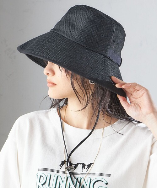 SHIPS（シップス）の「Rmeria:〈UVカット / 手洗い可能〉ペーパーライク パイピング ハット（ハット・レディース・ベージュ系/ブラック・ONE SIZE）」の8枚目の写真