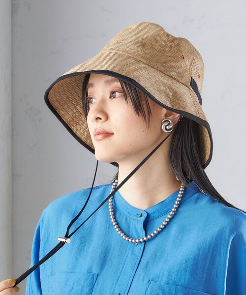 SHIPS（シップス）の「Rmeria:〈UVカット / 手洗い可能〉ペーパーライク パイピング ハット（ハット・レディース・ベージュ系/ブラック・ONE SIZE）」の20枚目の写真