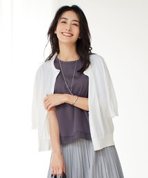 【洗える・抗菌防臭】コットンアセテート クルーネック カーディガン