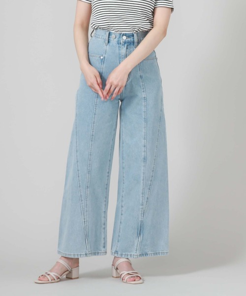 archives（アルシーヴ）の「サイド切替ワイドデニム（デニムパンツ・レディース・グレー/サックスブルー・SMALL/MEDIUM）」の3枚目の写真