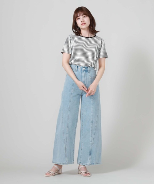 archives（アルシーヴ）の「サイド切替ワイドデニム（デニムパンツ・レディース・グレー/サックスブルー・SMALL/MEDIUM）」の10枚目の写真