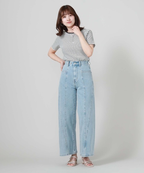 archives（アルシーヴ）の「サイド切替ワイドデニム（デニムパンツ・レディース・グレー/サックスブルー・SMALL/MEDIUM）」の12枚目の写真