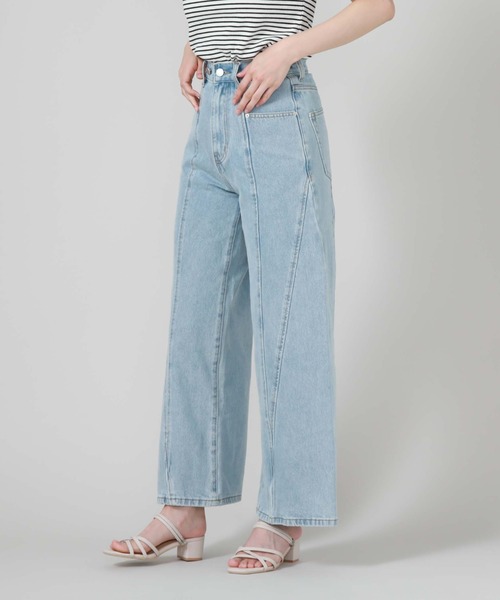 archives（アルシーヴ）の「サイド切替ワイドデニム（デニムパンツ・レディース・グレー/サックスブルー・SMALL/MEDIUM）」の7枚目の写真