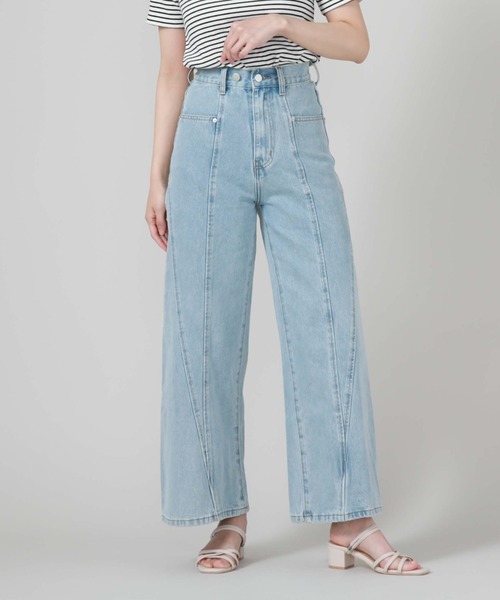 archives（アルシーヴ）の「サイド切替ワイドデニム（デニムパンツ・レディース・グレー/サックスブルー・SMALL/MEDIUM）」の6枚目の写真