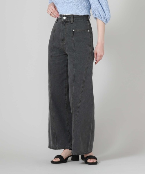 archives（アルシーヴ）の「サイド切替ワイドデニム（デニムパンツ・レディース・グレー/サックスブルー・SMALL/MEDIUM）」の19枚目の写真