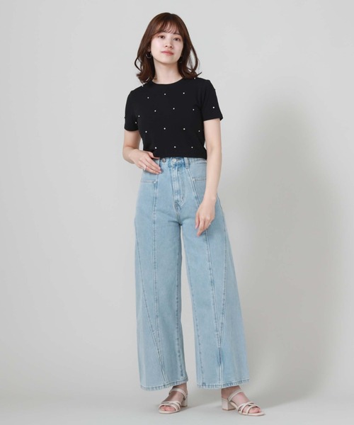 archives（アルシーヴ）の「サイド切替ワイドデニム（デニムパンツ・レディース・グレー/サックスブルー・SMALL/MEDIUM）」の14枚目の写真