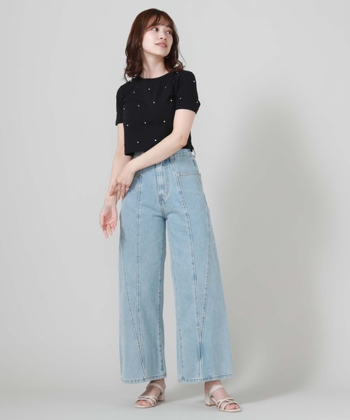 archives（アルシーヴ）の「サイド切替ワイドデニム（デニムパンツ・レディース・グレー/サックスブルー・SMALL/MEDIUM）」の15枚目の写真