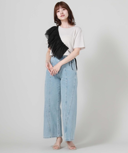 archives（アルシーヴ）の「サイド切替ワイドデニム（デニムパンツ・レディース・グレー/サックスブルー・SMALL/MEDIUM）」の16枚目の写真