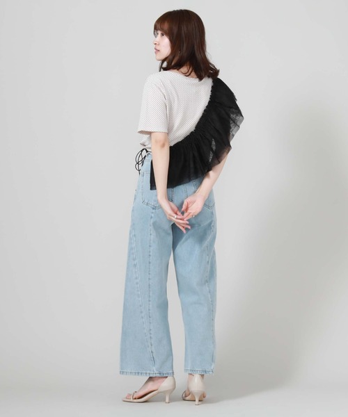 archives（アルシーヴ）の「サイド切替ワイドデニム（デニムパンツ・レディース・グレー/サックスブルー・SMALL/MEDIUM）」の17枚目の写真