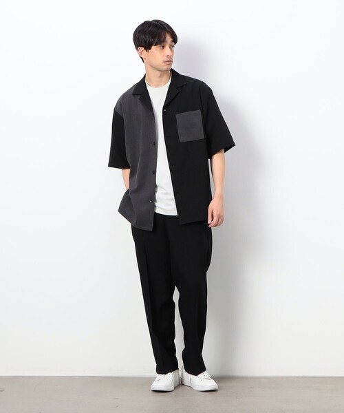 COMME CA ISM(コムサイズム)の「ファンクショナル バイカラー 羽織シャツ(シャツ/ブラウス・メンズ・ベージュ/ブラック/チャコール・MEDIUM/SMALL/LARGE)」の4枚目の写真