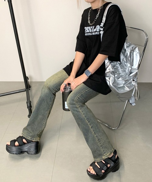 non-hedge(ノンヘッジ)の「スプレーロゴビッグ半袖Tシャツ(Tシャツ/カットソー・レディース・ブラウン/オフホワイト/チャコールグレー/ブラック・FREE)」の12枚目の写真