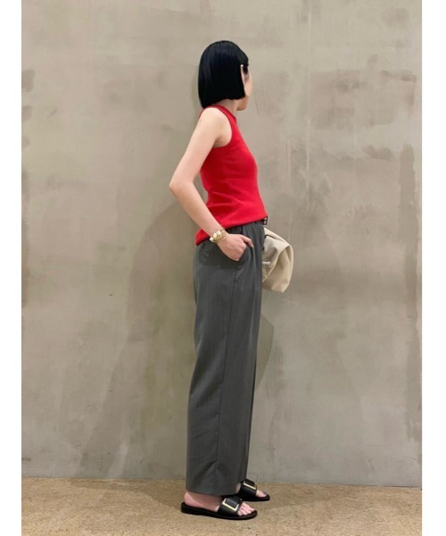 Mila Owen(ミラオーウェン)の「ストライプハイウエストダンディパンツ(スラックス・レディース・ネイビー/グレー・1/0)」の18枚目の写真