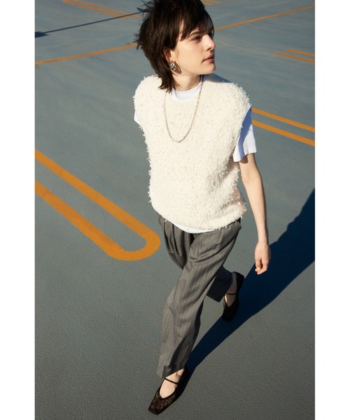 Mila Owen(ミラオーウェン)の「ストライプハイウエストダンディパンツ(スラックス・レディース・ネイビー/グレー・1/0)」の15枚目の写真