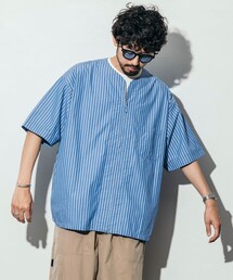 HINSON | HINSON/ヒンソン フルジップカーデ ショートスリーブシャツ/ブロード/シャツ カーディガン/半袖(シャツ/ブラウス)