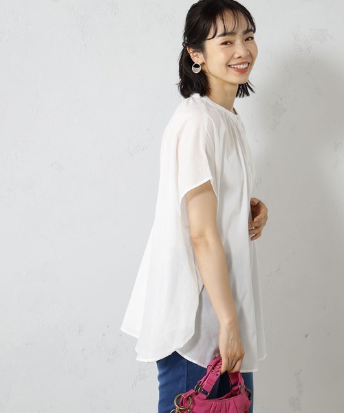 FOUND GOOD（ファウンドグッド）の「ボイルノースリーブブラウス（シャツ/ブラウス・レディース・ブラック/ホワイト系5/グリーン系5/ブルー系5・L/M/S）」の5枚目の写真