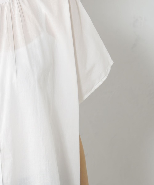 FOUND GOOD（ファウンドグッド）の「ボイルノースリーブブラウス（シャツ/ブラウス・レディース・ブラック/ホワイト系5/グリーン系5/ブルー系5・L/M/S）」の7枚目の写真