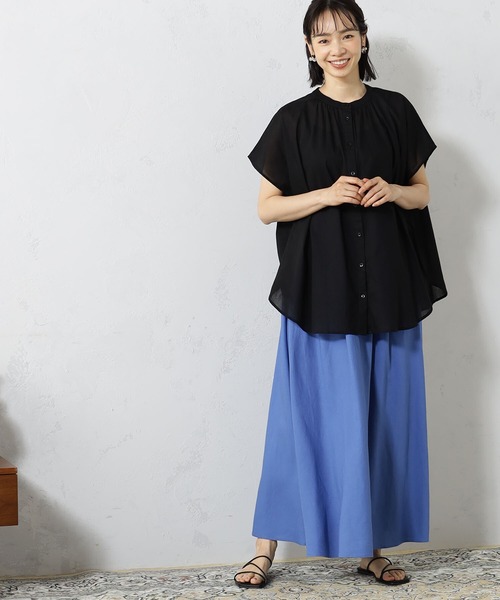 FOUND GOOD（ファウンドグッド）の「ボイルノースリーブブラウス（シャツ/ブラウス・レディース・ブラック/ホワイト系5/グリーン系5/ブルー系5・L/M/S）」の9枚目の写真