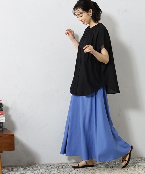 FOUND GOOD（ファウンドグッド）の「ボイルノースリーブブラウス（シャツ/ブラウス・レディース・ブラック/ホワイト系5/グリーン系5/ブルー系5・L/M/S）」の12枚目の写真