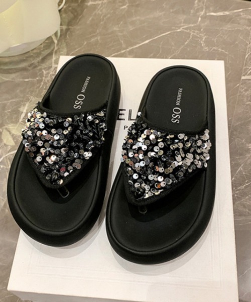 Ritzy（リッツィー）の「スパンコール 厚底サンダル（サンダル・レディース・シルバー/ブラック系1/ブラック系2・23/22.5/24.5/23.5/24）」の7枚目の写真