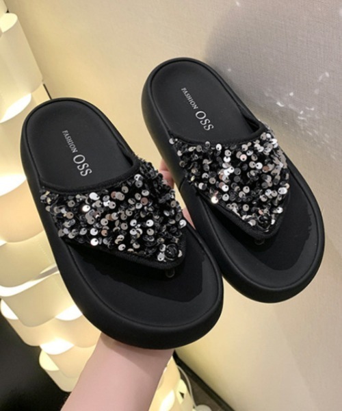 Ritzy（リッツィー）の「スパンコール 厚底サンダル（サンダル・レディース・シルバー/ブラック系1/ブラック系2・23/22.5/24.5/23.5/24）」の8枚目の写真