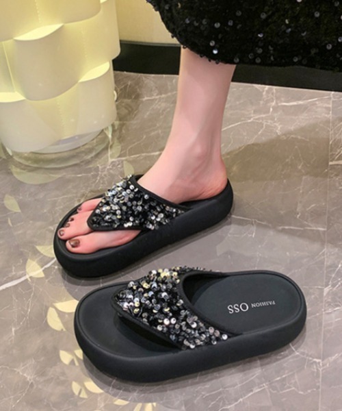 Ritzy（リッツィー）の「スパンコール 厚底サンダル（サンダル・レディース・シルバー/ブラック系1/ブラック系2・23/22.5/24.5/23.5/24）」の11枚目の写真