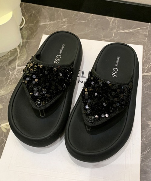 Ritzy（リッツィー）の「スパンコール 厚底サンダル（サンダル・レディース・シルバー/ブラック系1/ブラック系2・23/22.5/24.5/23.5/24）」の12枚目の写真