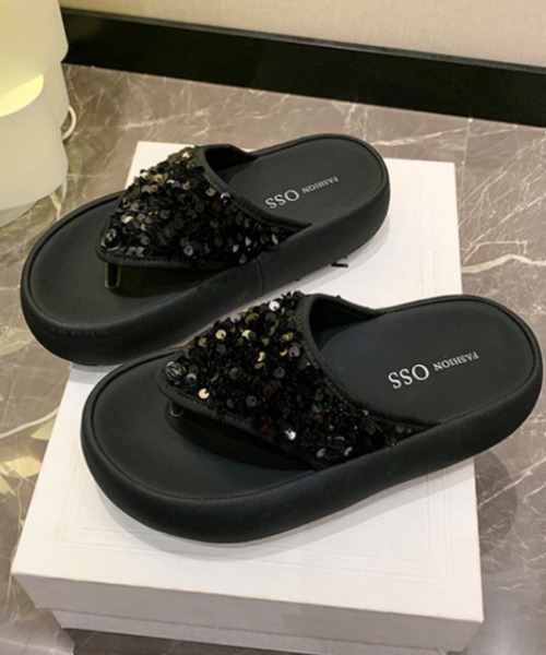 Ritzy（リッツィー）の「スパンコール 厚底サンダル（サンダル・レディース・シルバー/ブラック系1/ブラック系2・23/22.5/24.5/23.5/24）」の13枚目の写真