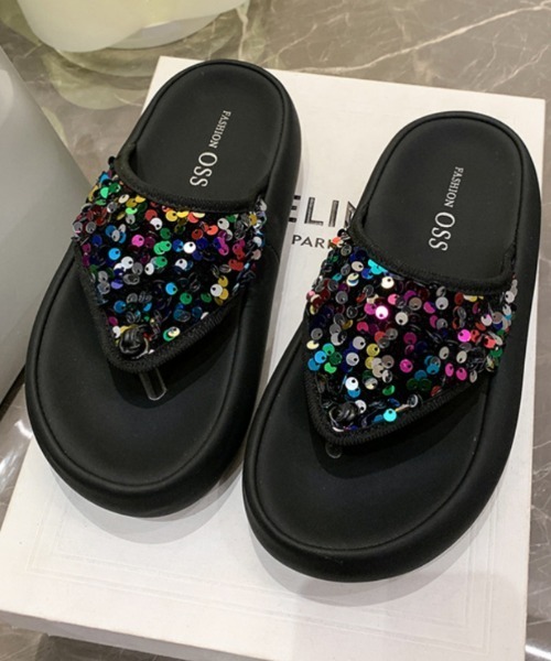 Ritzy（リッツィー）の「スパンコール 厚底サンダル（サンダル・レディース・シルバー/ブラック系1/ブラック系2・23/22.5/24.5/23.5/24）」の14枚目の写真