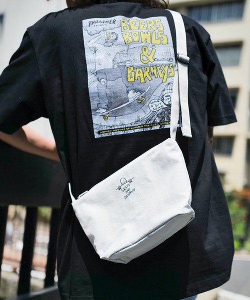 THRASHER（スラッシャー）の「GONZ SAD Shoulder Bag S/スラッシャー撥水加工リップストップナイロンワンポイントミニショルダーバッグ（ショルダーバッグ・メンズ・ブルー/ライトグレー/ブラック×ホワイト・FREE）」の3枚目の写真
