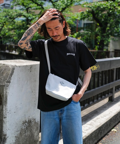 THRASHER（スラッシャー）の「GONZ SAD Shoulder Bag S/スラッシャー撥水加工リップストップナイロンワンポイントミニショルダーバッグ（ショルダーバッグ・メンズ・ブルー/ライトグレー/ブラック×ホワイト・FREE）」の10枚目の写真