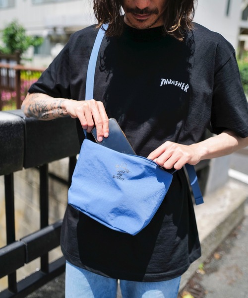 THRASHER（スラッシャー）の「GONZ SAD Shoulder Bag S/スラッシャー撥水加工リップストップナイロンワンポイントミニショルダーバッグ（ショルダーバッグ・メンズ・ブルー/ライトグレー/ブラック×ホワイト・FREE）」の14枚目の写真