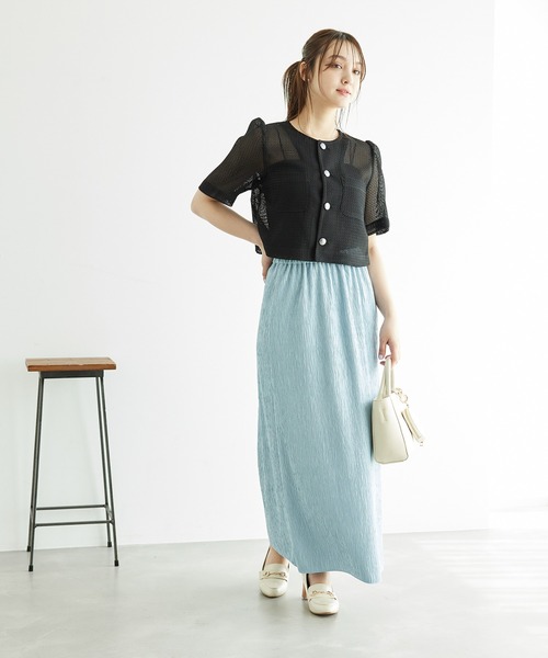 ROPE' PICNIC(ロペピクニック)の「【ご好評につき追加生産】カーディジャケット(ノーカラージャケット・レディース・ホワイト/チャコールグレー/ブラック/ベージュ・38/36)」の14枚目の写真