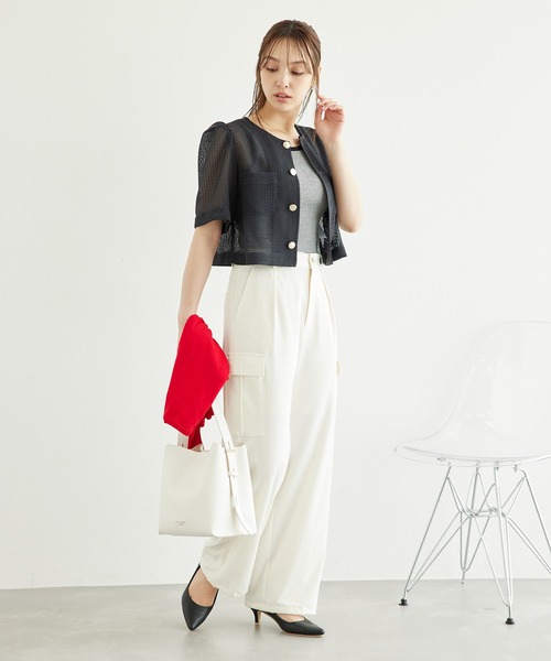 ROPE' PICNIC(ロペピクニック)の「【ご好評につき追加生産】カーディジャケット(ノーカラージャケット・レディース・ホワイト/チャコールグレー/ブラック/ベージュ・38/36)」の18枚目の写真