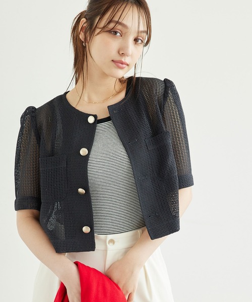 ROPE' PICNIC(ロペピクニック)の「【ご好評につき追加生産】カーディジャケット(ノーカラージャケット・レディース・ホワイト/チャコールグレー/ブラック/ベージュ・38/36)」の20枚目の写真