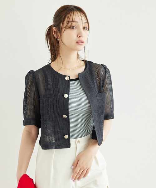 ROPE' PICNIC(ロペピクニック)の「【ご好評につき追加生産】カーディジャケット(ノーカラージャケット・レディース・ホワイト/チャコールグレー/ブラック/ベージュ・38/36)」の21枚目の写真