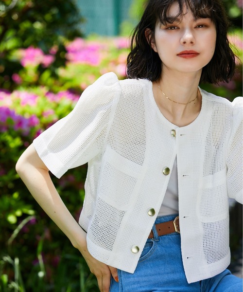 ROPE' PICNIC(ロペピクニック)の「【ご好評につき追加生産】カーディジャケット(ノーカラージャケット・レディース・ホワイト/チャコールグレー/ブラック/ベージュ・38/36)」の11枚目の写真