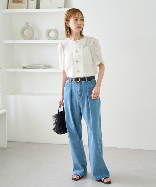 ROPE' PICNIC(ロペピクニック)の「【ご好評につき追加生産】カーディジャケット(ノーカラージャケット・レディース・ホワイト/チャコールグレー/ブラック/ベージュ・38/36)」の6枚目の写真