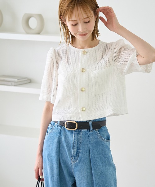 ROPE' PICNIC(ロペピクニック)の「【ご好評につき追加生産】カーディジャケット(ノーカラージャケット・レディース・ホワイト/チャコールグレー/ブラック/ベージュ・38/36)」の8枚目の写真